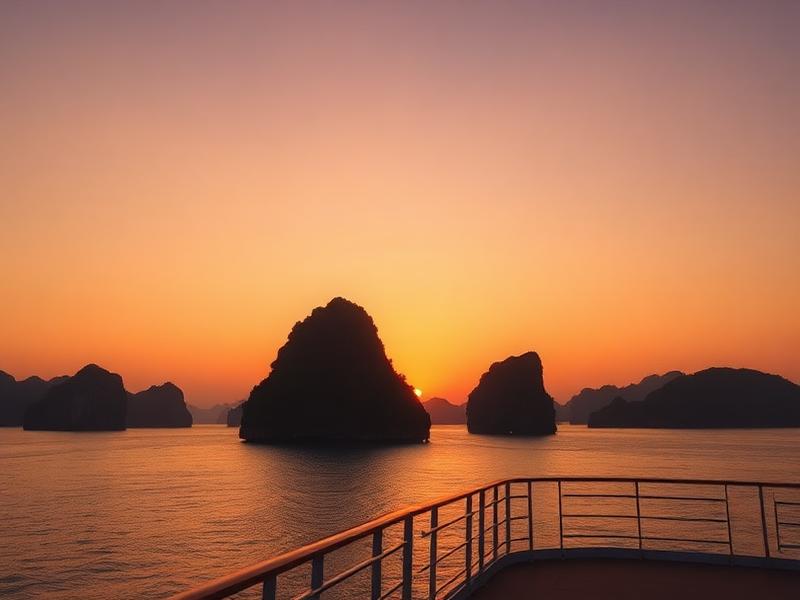 Hoàng hôn hòn Trống Mái từ du thuyền